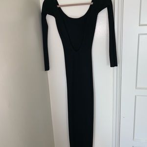 long sleeve, back less, maxi ribbed dress